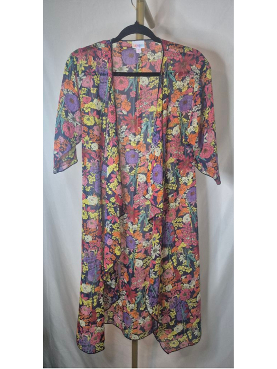 LuLaRoe Other - Women's LuLaRoe Purple Multicolor Floral Kimono Shrug Sz S